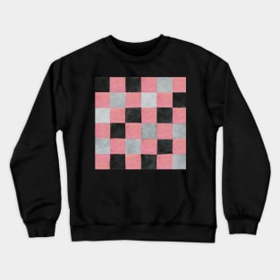 Pink, Gray and Black Checkered Pattern Crewneck Sweatshirt